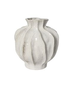 Kaemingk Vaso decorativo in gres bianco 23,3x25,8 cm lucido arredamento
