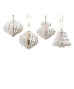 Decoris Addobbo Natalizio in Carta - Bianco - 8 cm