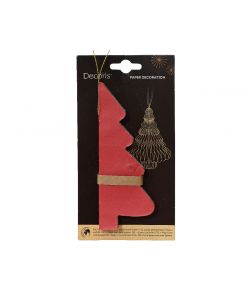 Decoris Albero di Natale Figura in Carta - Rosso - 11,25x15 cm