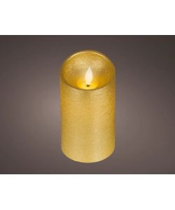 Lumineo Candela LED in cera oro 7,5x13,5 cm effetto fiamma oscillante