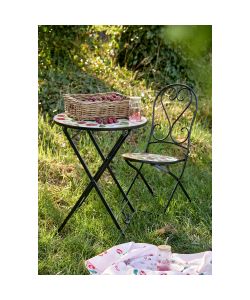 Tavolo Pieghevole Monaco con Piano Mosaico Decoro Ciliegie 58x76cm