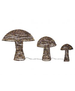 Lumineo Set 3 Funghi Luminosi Natalizi 50 cm con Luci LED Resistenti