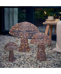 Lumineo Set 3 Funghi Luminosi Natalizi 50 cm con Luci LED Resistenti