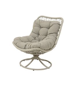 Sedia Girevole Madellin per Esterni Vimini Grigio con Cuscino 83x72 cm