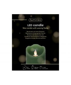 Lumineo Candela LED Verde - Eleganza e Atmosfera Calda - 7,5x12,5 cm