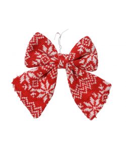 Decoris Set 2 Fiocchi Natalizi Bianco e Rosso - 12x13cm