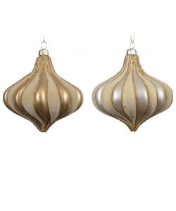 Kaemingk Pallina di Natale dorata a forma di cipolla 10 cm assortita