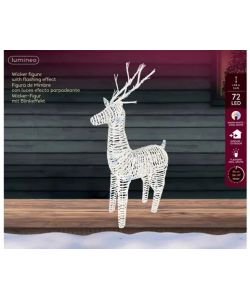 Decorazione Renna in vimini con 72 Luci LED - 24x60x104 cm - Esterno