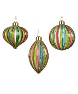 Decorazioni Sfera Vetro A Coste 8 cm Colori Assortiti