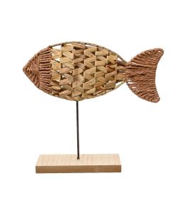 Decoris Decoro Pesce Rattan 33x8xH30 cm Colore Naturale per Arredo