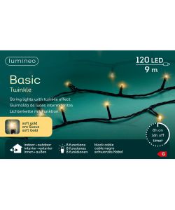 Lumineo Luci Natalizie - 120 LED Soft Oro - Interni e Esterni - 900 cm