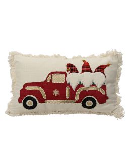 Decoris Cuscino Natalizio Gnomi 50x30 cm Rosso Bianco in Cotone