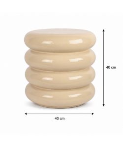 Kaemingk Magnesio Tavolino da Salotto Beige 40xH40 cm Rotondo Moderno