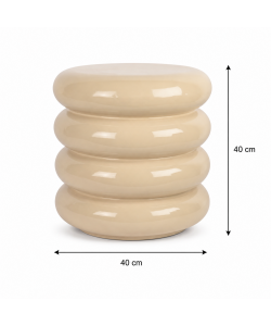 Kaemingk Magnesio Tavolino da Salotto Beige 40xH40 cm Rotondo Moderno