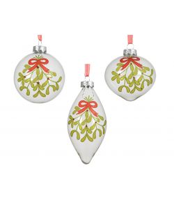 Decoris Pallina di Vetro Trasparente - Dettagli Argento - 8cm