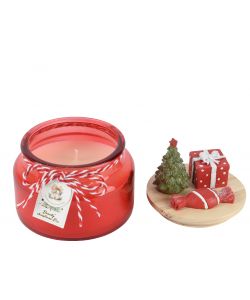 Decoris Candela di Natale Profumata in Vetro Rosso - 6,7x10 cm