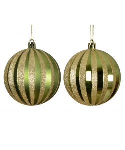 Pallina di Natale Verde e Oro Scintillante - D. 8 cm