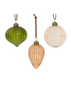 Pallina Decorativa Natale Vetro Verde Ambra Diam. 8cm Assortita