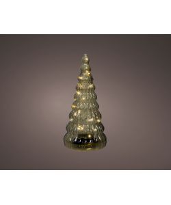 Lumineo Albero di Natale in Vetro Verde - Luci LED e Timer - 30,5cm
