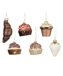 Decoris Decorazione Natale Vetro Torta 6,2 cm Colori Assortiti Opaca