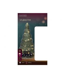 Lumineo Albero Vetro Verde - Decorazione Natalizia con Luci LED - 22cm
