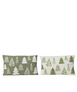 Cuscino Decorazione Albero 50x30 cm Verde-Bianco per Interni