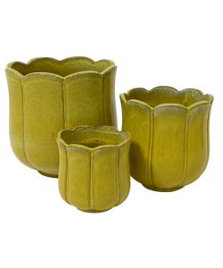 Vaso Blossom per piante Cilindrico Giallo 42 cm Terracotta Smaltata