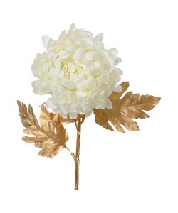 Crisantemo - Fiore artificiale bianco e oro 70 cm per decorazioni eleganti
