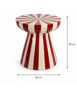 Kaemingk Tavolino Decorativo Magnesio Bianco Rosso 40x40 cm - Design Moderno