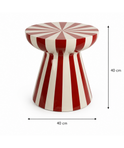 Kaemingk Tavolino Decorativo Magnesio Bianco Rosso 40x40 cm - Design Moderno