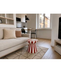 Kaemingk Tavolino Decorativo Magnesio Bianco Rosso 40x40 cm - Design Moderno