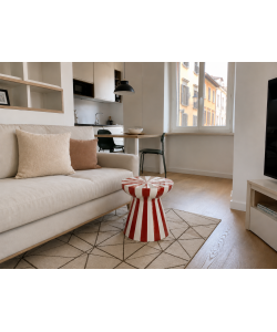 Kaemingk Tavolino Decorativo Magnesio Bianco Rosso 40x40 cm - Design Moderno