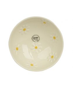 Ciotola da tavola Ceramica Bianco 15,6x5,6 cm Margherite Decorate