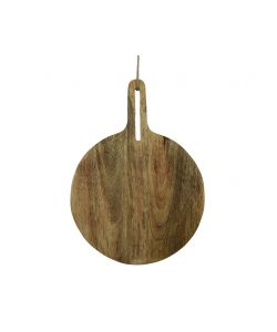 Tagliere Legno Mango Naturale Rotondo 39x50 cm con Manico e Cordino