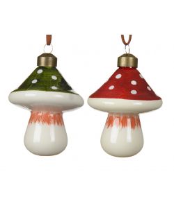 Decoris Ornamento di Vetro Funghetto 7x7x9 cm Multicolore Natale
