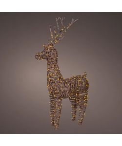 Decoro luminoso a forma di renna in vimini 360 LED per esterno