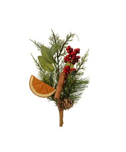Decorazione Rametto Pigne e Bacche Rosse 5x8x20 cm Interno