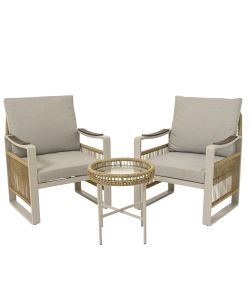 Set Salotto da Esterni Montevideo Alluminio Beige - Tavolino, 2 Sedie