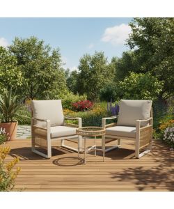 Set Salotto da Esterni Montevideo Alluminio Beige - Tavolino, 2 Sedie