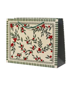 Kaemingk Busta Regalo Verde 32x11x25 cm con Bacche Floccate