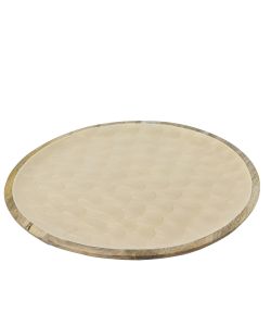 Piatto da Portata in Legno Crema 37,5x2 cm Decorato Elegante
