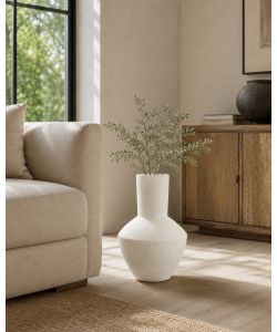Kaemingk Vaso Decorativo in Terracotta Bianco 29x40 cm Stile Moderno