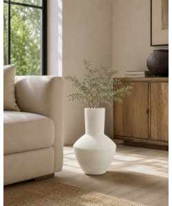 Kaemingk Vaso Decorativo in Terracotta Bianco 29x40 cm Stile Moderno