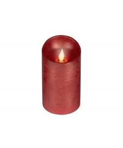 Lumineo Candela LED Oxblood Rosso 7,5x13,5 cm con Timer Glitter