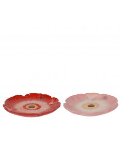 Decoris Piatto da colazione fiore ceramica rosa rosso 22x2 cm
