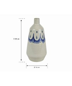 Kaemingk Vaso in Terracotta Bianco con Decoro Blu 16xH33 cm Decorativo