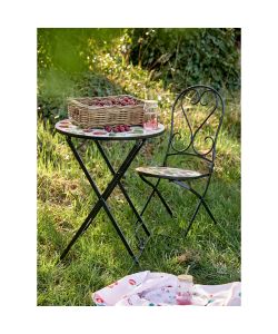 Sedia Pieghevole Monaco Effetto Mosaico Decoro Ciliegie 50x39x98 h cm