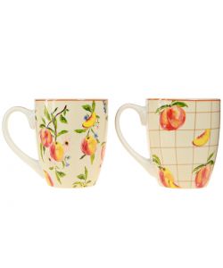 Decoris Tazza in ceramica Colazione Caffè Tè Fantasie Pesca 10,5 cm