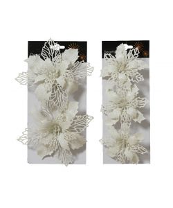 Decoris Clip Stella di Natale Bianca Decorativa - Misure Assortite