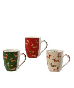 Decoris Tazza Porcellana Natale Bassotti 8,2x12x10,5 cm Assortiti